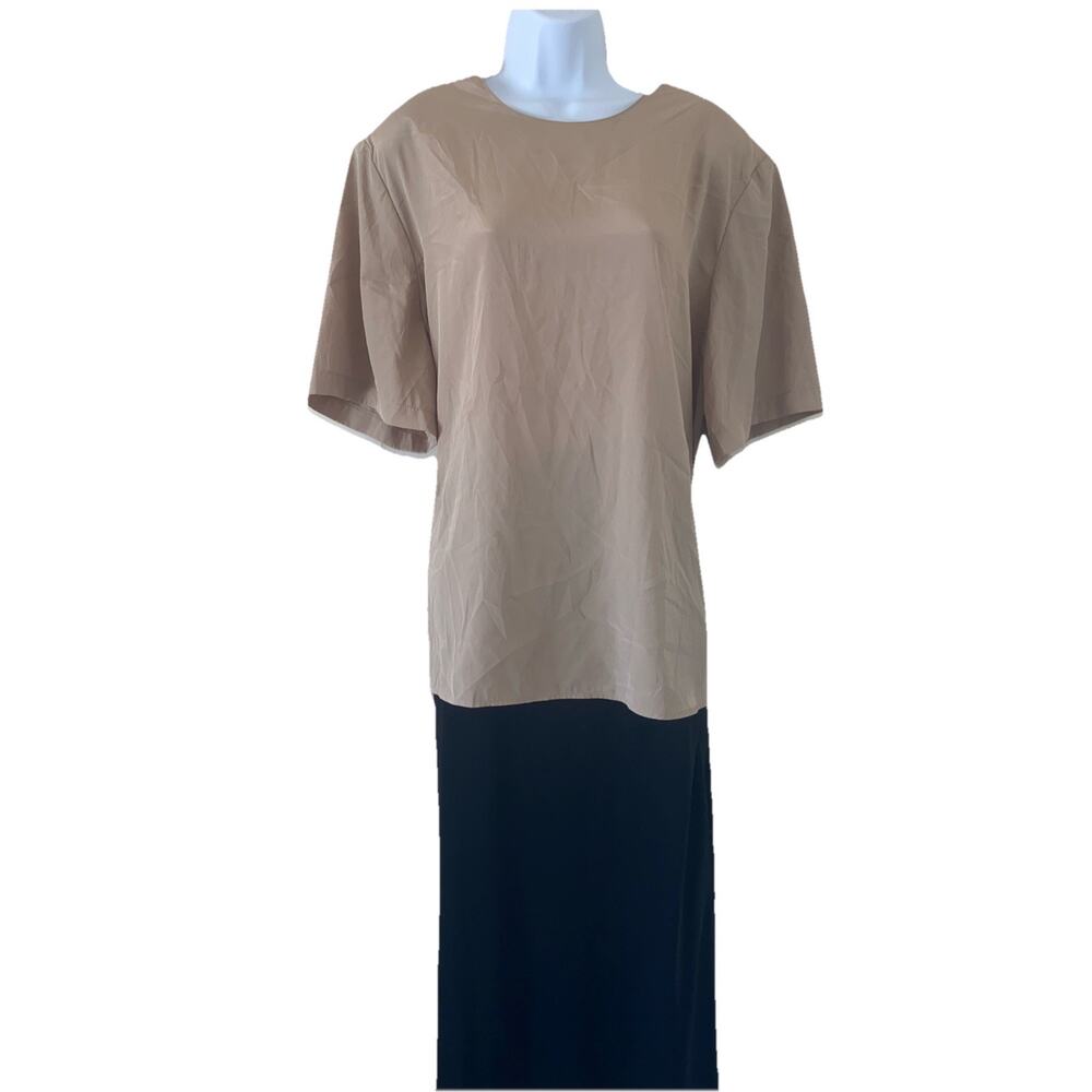 Vintage Lauren Lee Women Size Large Office Core Blouse Beige Flowy Soft Elegant